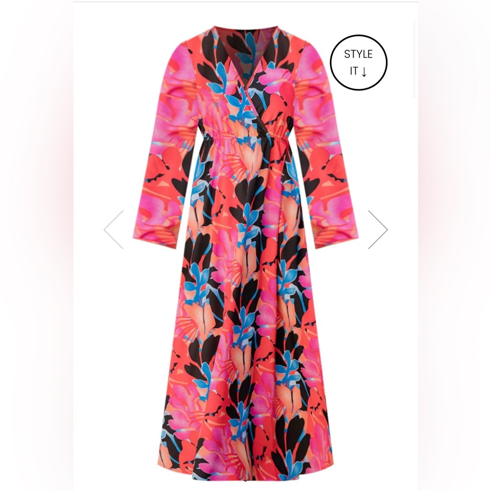 Women’s long sleeve tropical maxi dress